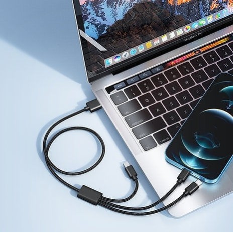 Veger V303 Braided USB to Lightning Type-C micro USB Cable 2.4A 1.5m Μαύρο