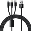Veger V303 Braided USB to Lightning Type-C micro USB Cable 2.4A 1.5m Μαύρο
