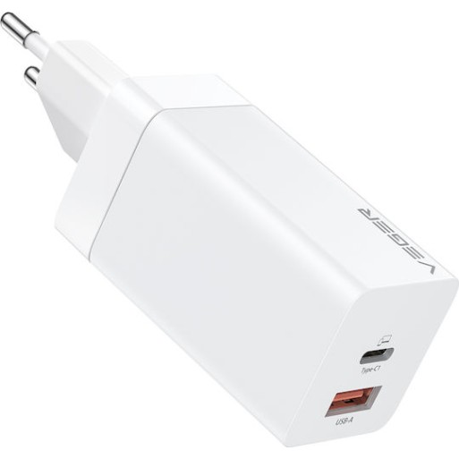 Veger Φορτιστής Χωρίς Καλώδιο USB-A/USB-C 65W Quick Charge 3.0 Λευκός (028086) Veger Φορτιστής Χωρίς Καλώδιο USB-A/USB-C 65W Quick Charge 3.0 Λευκός (028086)