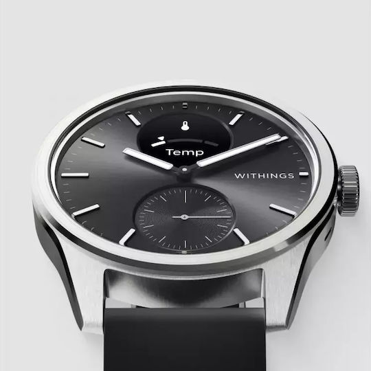 Withings ScanWatch 2 Stainless Steel 38mm Αδιάβροχο με Παλμογράφο (Μαύρο)