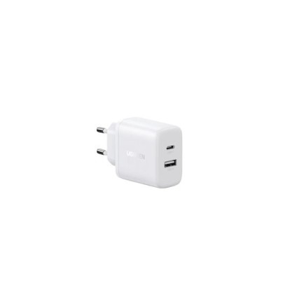 Ugreen Charger Without Cable with USB-A Port and USB-C Port 20W Quick Charge 4.0 Whites (X227)