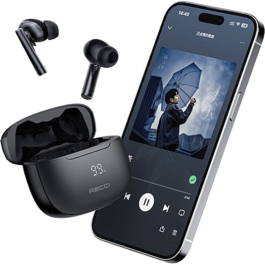 RECCI REP-W77 Warrior TWS Wireless 5.3 Ακουστικά Bluetooth με ANC-Μαύρο