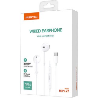 Recci Rep-l27 In-ear Handsfree Ακουστικά με Βύσμα USB-C Λευκό
