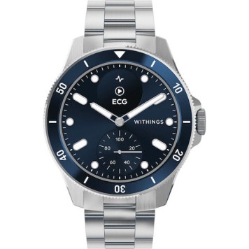 Withings Scanwatch Nova Stainless Steel 42mm Αδιάβροχο με Παλμογράφο (Dark Blue)