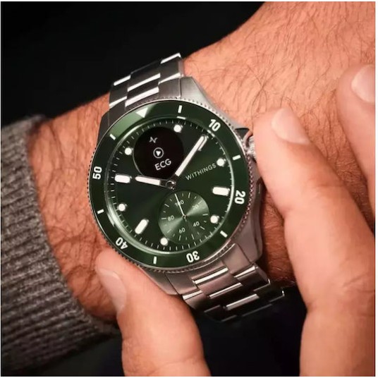 Withings Scanwatch Nova Stainless Steel 42mm Αδιάβροχο με Παλμογράφο (Dark Green)