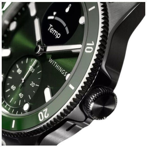 Withings Scanwatch Nova Stainless Steel 42mm Αδιάβροχο με Παλμογράφο (Dark Green)