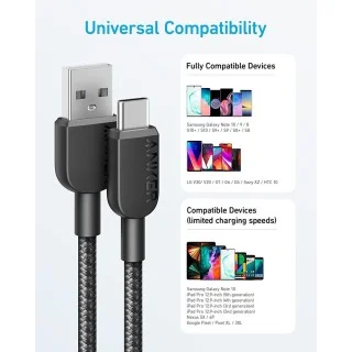 Anker 310 Cable Two Pack USB-A to USB-C 60W 1m Braided