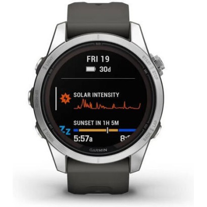 Garmin Fenix 7S Pro Solar Stainless Steel 42mm Silver with Graphite Band (010-02776-01)