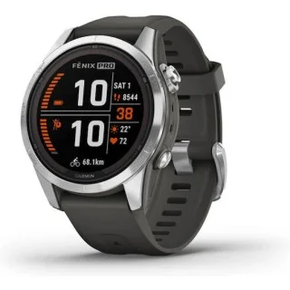 Garmin Fenix 7S Pro Solar Stainless Steel 42mm Silver with Graphite Band (010-02776-01)