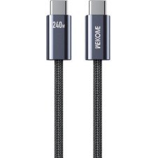 WK Braided USB 2.0 Cable USB-C male - USB-C 240W 1m Μαύρο