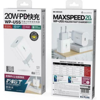 WK Φορτιστής Χωρίς Καλώδιο με Θύρα USB-C 20W Power Delivery Λευκός (WP-U55)
