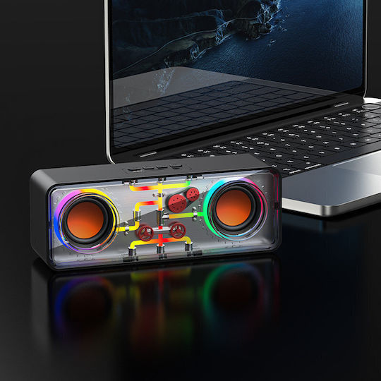 Recci RSK-W38 Space Station Ασύρματο Φορητό Ηχείο Bluetooth με RGB Φωτισμό Black
