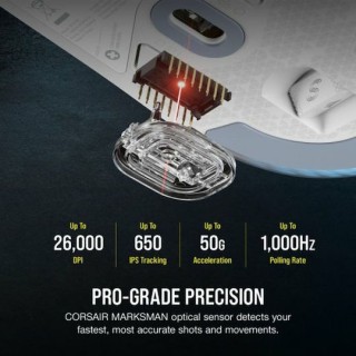 Corsair M75 Ασύρματο RGB Gaming Ποντίκι 26000 DPI Λευκό