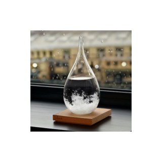 Storm Glass Drop Small Διακοσμητικό Βαρόμετρο σε Σχήμα Σταγόνας με Ξύλινη Βάση
