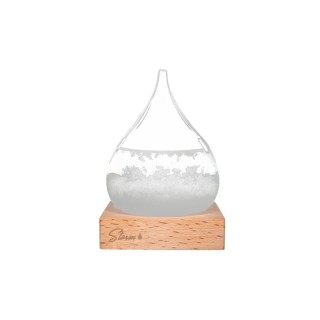 Storm Glass Drop Large Διακοσμητικό Βαρόμετρο σε Σχήμα Σταγόνας με Ξύλινη Βάση