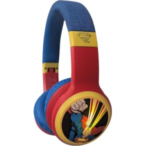 Lazerbuilt Superman Logo Light-Up Ασύρματα Bluetooth Παιδικά On Ear Ακουστικά Πολύχρωμα
