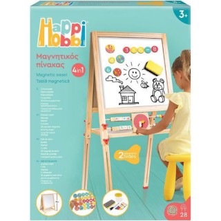 HappiHobbi Magnet Ξύλινος Μαγνητικός Επιδαπέδιος Πίνακας 2 Όψεων Για 3+ Χρονών