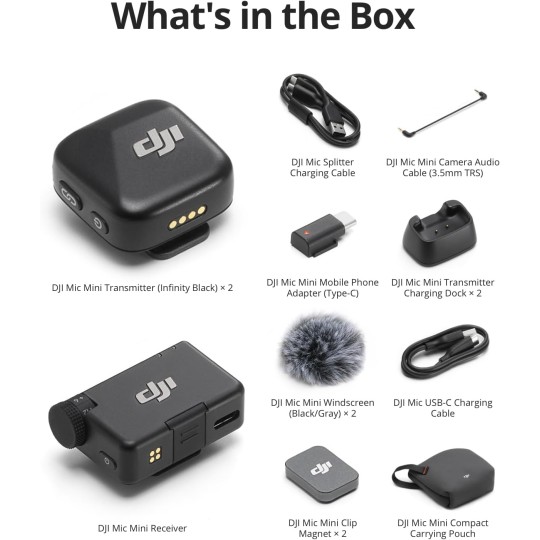 DJI Mic Mini Wireless Lavalier Microphone w/ 2x TX + 1x RX