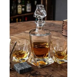 Mikamax Γυάλινη Καράφα Σερβιρίσματος Ουίσκι 27εκ. με Πώμα Διάφανη 850ml