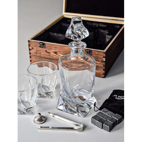 Mikamax Γυάλινη Καράφα Σερβιρίσματος Ουίσκι 27εκ. με Πώμα Διάφανη 850ml