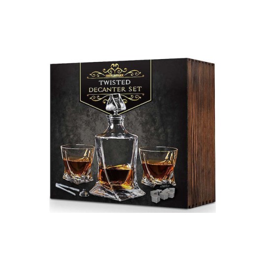 Mikamax Γυάλινη Καράφα Σερβιρίσματος Ουίσκι 27εκ. με Πώμα Διάφανη 850ml