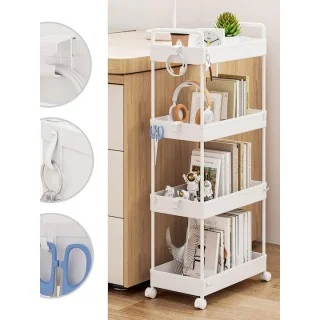 Home Use Τρόλεϊ Κουζίνας Πλαστικό Λευκό 4 Θέσεων 40x21.5x91.5cm