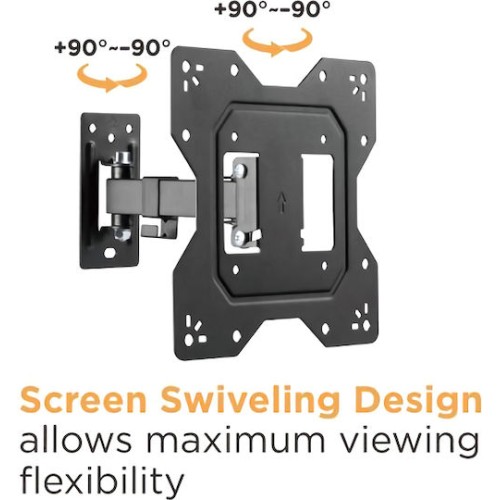 Powertech PT-1128 Βάση Τηλεόρασης Τοίχου με Βραχίονα έως 43" και 30kg Μαύρο