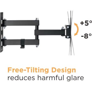 Powertech PT-1129 Βάση Τηλεόρασης Τοίχου με Βραχίονα έως 43" και 30kg Μαύρο