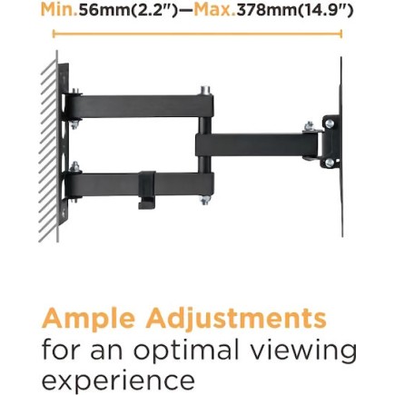Powertech PT-1129 Βάση Τηλεόρασης Τοίχου με Βραχίονα έως 43" και 30kg Μαύρο