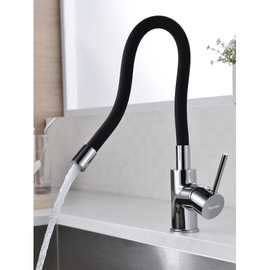 Bruno M54804-006C-S626-BK Ψηλή Σπαστή Μπαταρία Κουζίνας Πάγκου Inox Μαύρη