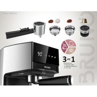 Bruno Αυτόματη Μηχανή Espresso 950W Πίεσης 19bar για Cappuccino 3 σε 1 Hot & Cold BRN-0224