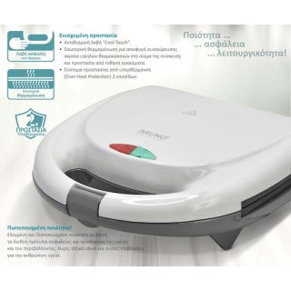 BRUNO τοστιέρα BRN-0166 2 θέσεων 800W αντικολλητικές πλάκες Λευκή BRN-0166