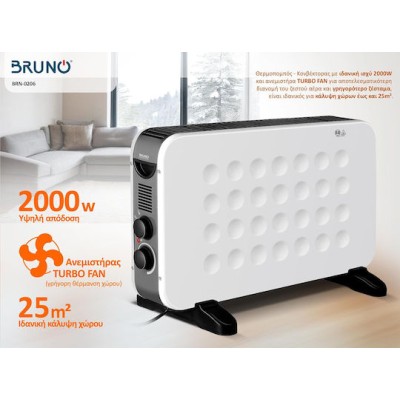 Bruno Θερμοπομπός Δαπέδου 2000W 61x38.5cm Λευκός