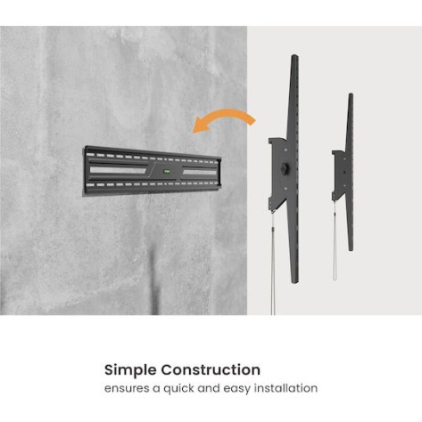 Powertech PT-1368 Βάση Τηλεόρασης Τοίχου έως 100" και 75kg Ασημί