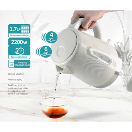 BRUNO βραστήρας νερού 1.7L 2200W Λευκό-γκρι BRN-0142