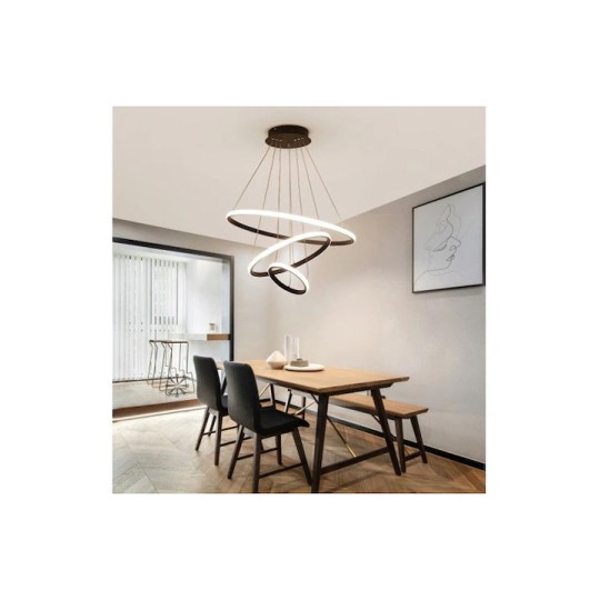 Powertech Ρυθμιζόμενο Κρεμαστό Φωτιστικό HLL-0105 LED με Ψυχρό Λευκό Φως 60x60εκ Μαύρο