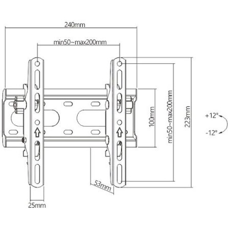 Powertech PT-1126 Βάση Τηλεόρασης Τοίχου έως 43" και 45kg Μαύρο