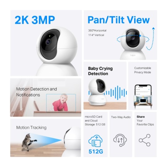 TP-LINK Tapo v3 C21A Pan/Tilt Home Security Wi-Fi Camera