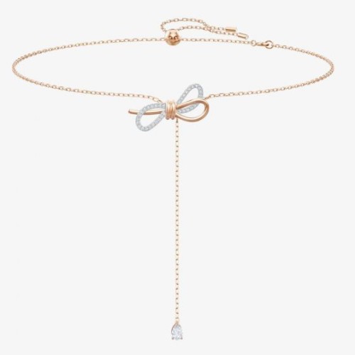 Swarovski Lifelong Bow Rose Gold Tone Y Shaped with Clear Crystal 5447082