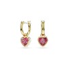 Swarovski Chroma Pierced Earrings Mini Hoop Drop Heart Gold Shiny Red 5684760
