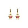 Swarovski Chroma Pierced Earrings Mini Hoop Drop Heart Gold Shiny Red 5684760