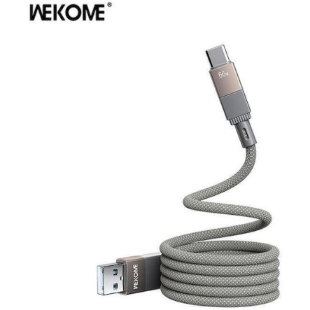 WK WDC-45 Magnetic Braided USB 2.0 Cable USB-C male - USB-A 66W Γκρι 1m