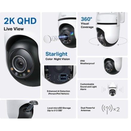 TP-LINK Tapo C520WS v1 IP Κάμερα Παρακολούθησης Wi-Fi Full HD+ 4MP Αδιάβροχη με Αμφίδρομη Επικοινωνία