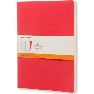 Moleskine Σημειωματάριο Volant Ριγέ L Geranium Red+ Scarlet Red 2τμχ