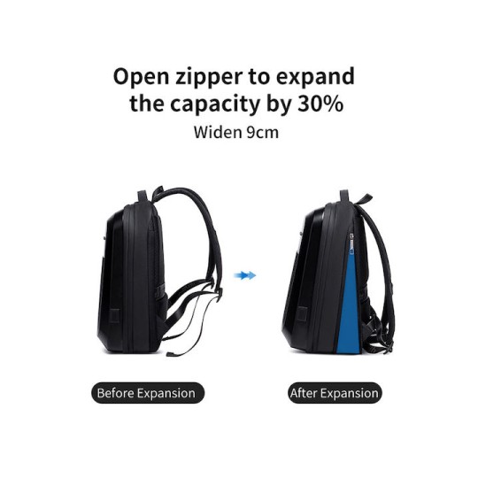 ARCTIC HUNTER B00487 Τσάντα Πλάτης  με Θήκη Laptop 15.6", Λουκέτο TSA, 22L, Μαύρη