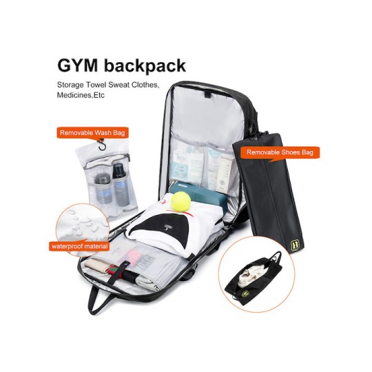 ARCTIC HUNTER B00391 Τσάντα Πλάτης με Θήκη Μπάλας & Laptop, 26L, Μαύρη