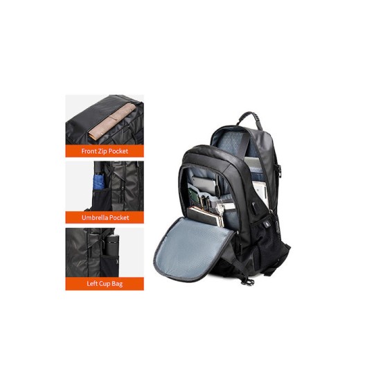 ARCTIC HUNTER B00387 Τσάντα Πλάτης με Θήκη Laptop 15.6", 26L, USB, Μπλε