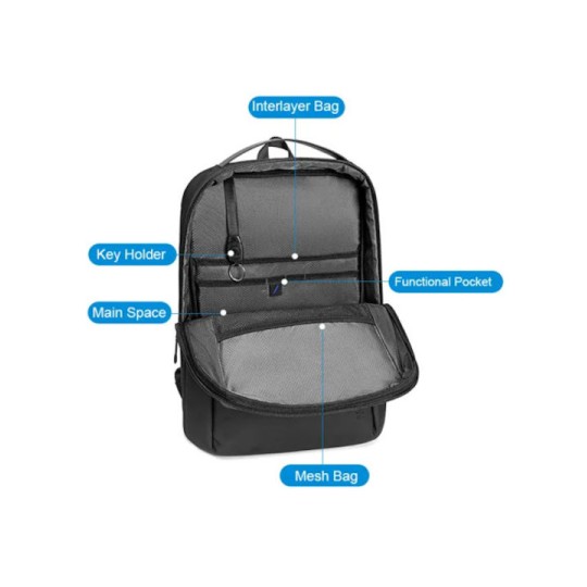 ARCTIC HUNTER B00574 Τσάντα Πλάτης με Θήκη Laptop 15.6", 10L, Γκρι