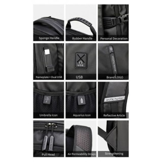 ARCTIC HUNTER B00388 Τσάντα Πλάτης με Θήκη Laptop 15.6", USB, 27L, Γκρι