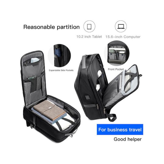 ARCTIC HUNTER B00403 Τσάντα Πλάτης με Θήκη Laptop 15.6", USB, 19L, Γκρι